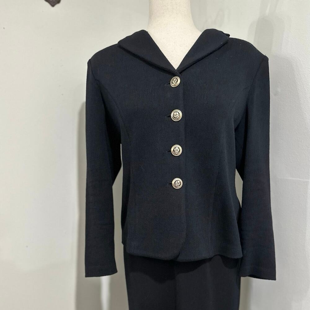 St. John’s Basic Black Blazer Suit Jacket Silver … - image 1